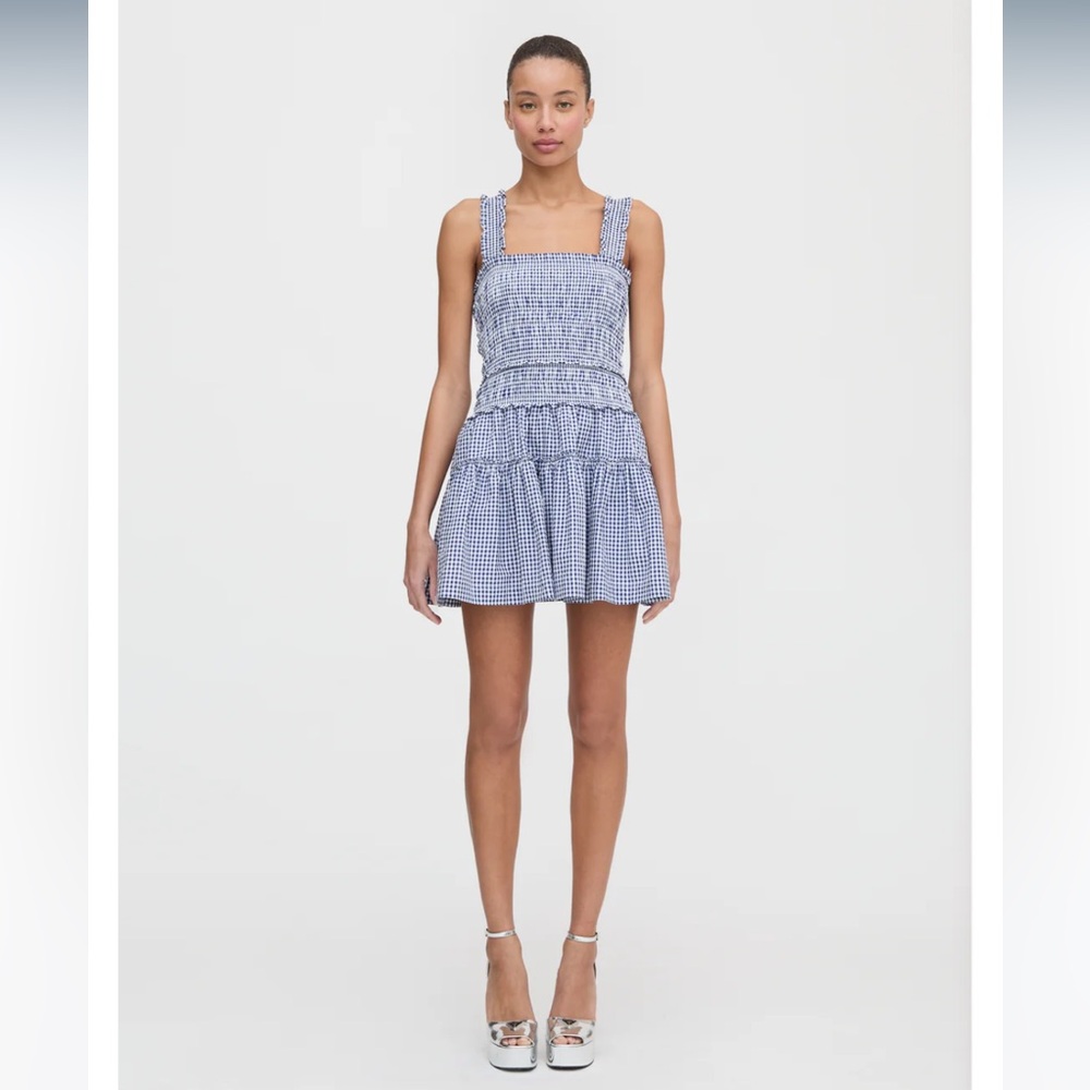 Hill House Home The Azalea Mini Nap Dress in Navy Gingham White Navy Blue Size L